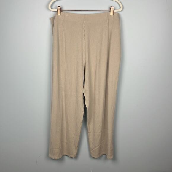 Eileen Fisher XL ribbed knit wide leg crop casual tan pants - Picture 8 of 8